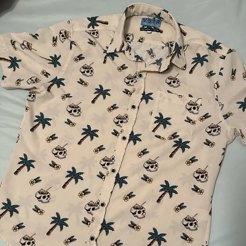 VSTR Skull and Palm Print Men's Shirt‎